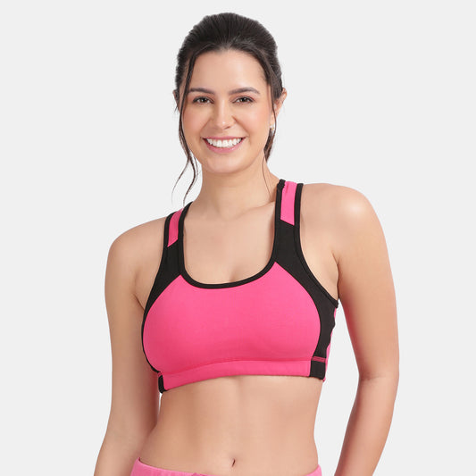 Envie Padded Non-Wired Full Coverage Sports Bra - NVB1051 (Fusia - Black)