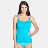 Envie Regular Fit Round Neck Short Length Basic Camisole - NVC3001 (Blue Atoll)