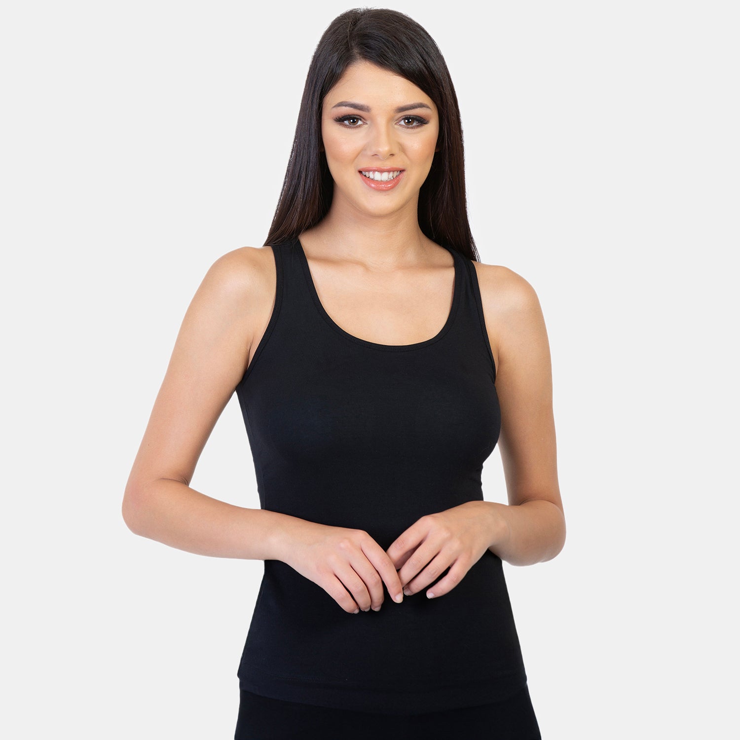 Envie U-Neck Short Length Racerback Tank Top NVC3003 (Black)