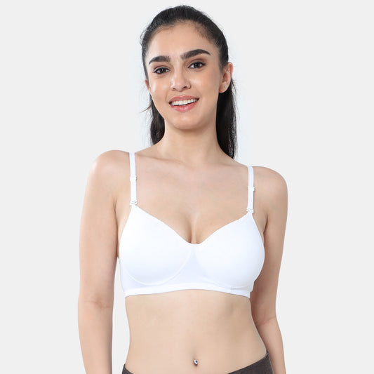 Envie Padded Non-Wired 3/4th Coverage T-Shirt Lace Bra - NVB1115 (White)