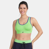 Envie full coverage sports bra green sapphire NVB1055 non wired non padded breathable fabric stretch support activewear bra