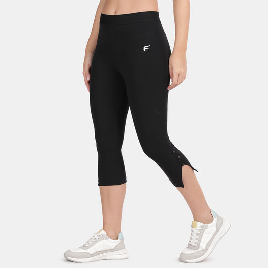 Envie Hugged Fit 3/4th Length Solid Capri - NVCP6001 (Black)