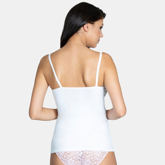 Envie Regular Fit Round Neck Short Length Basic Camisole - NVC3001 (White)