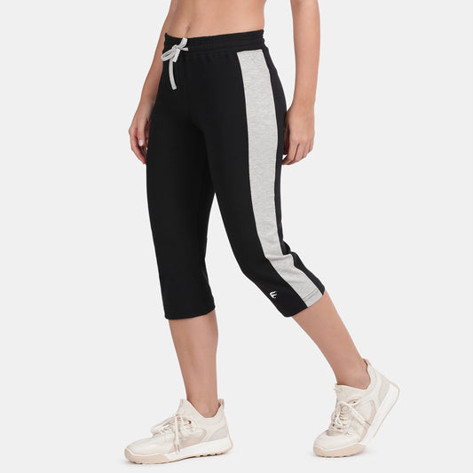 Envie Regular Fit 3/4th Length Contrast Capri - NVCP6006 (Black Grey)