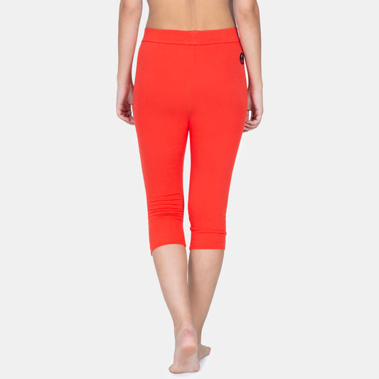 Envie Hugged Fit 3/4th Length Capri - NVCP6011 (Coral Red)