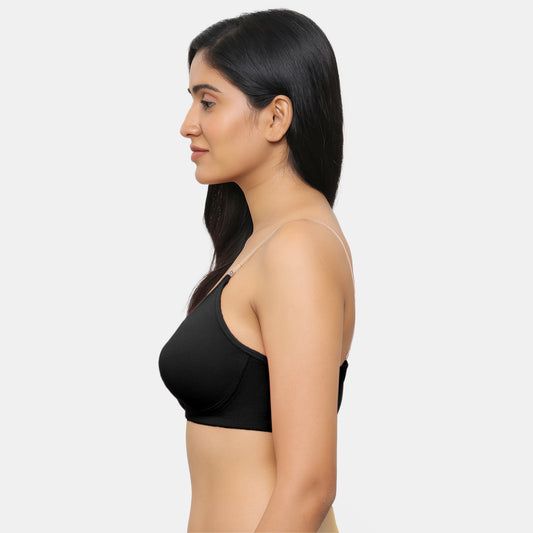 Envie Non-Padded Non-Wired 3/4th Coverage Minimiser Bra - NVB1136 (Black)