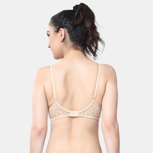 Envie Non-Padded Non-Wired 3/4th Coverage T-Shirt Lace Bra - NVB1090 (Nude)