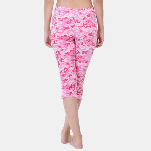Envie Hugged Fit 3/4th Length Printed Capri - Assorted - NVCP6002 (Pink)