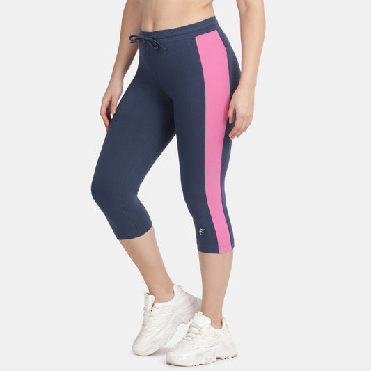 Envie Regular Fit 3/4th Length Contrast Capri - NVCP6006 (Dark Denim Pink)