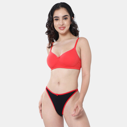 Envie Padded Non-Wired 3/4th Coverage T-Shirt Bra - NVB1105 (Coral Red)
