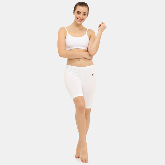 Envie Hugged Fit Thigh Length Cycling Shorts - NVS5025 (White)