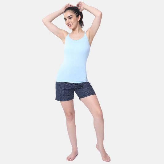 Envie Regular Fit Round Neck Short Length Basic Camisole - NVC3001 (Powder Blue)