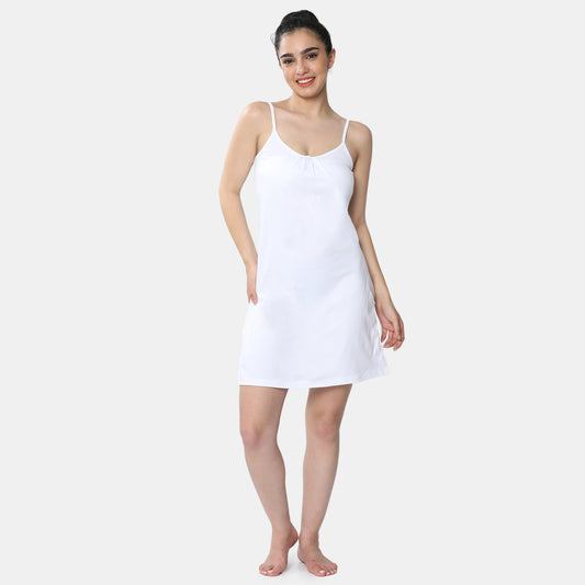Envie Relaxed Fit Scoop Neck Thigh Length Kurta Slip - NVC3027 (White)