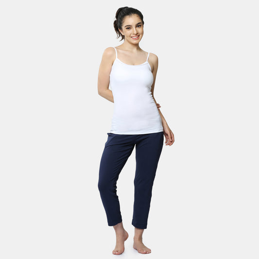 Envie Regular Fit Round Neck Short Length Lace Neckline Camisole - NVC3026 (White)