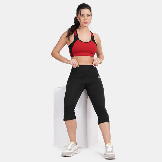 Envie Padded Non-Wired Full Coverage Sports Bra - NVB1051 (Maroon Black)