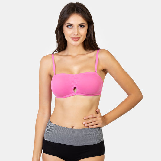 Envie Non-Padded Non-Wired Medium Coverage Bandeau Bra - NVB1027 (Pink)