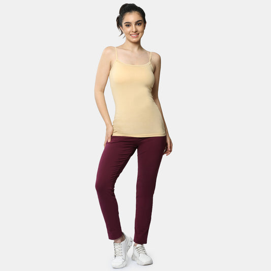 Envie Regular Fit Round Neck Short Length Lace Neckline Camisole - NVC3026 (Nude)