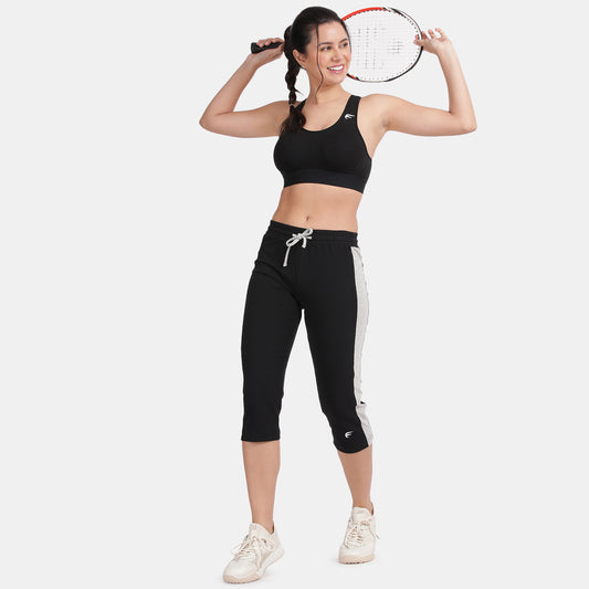 Envie Regular Fit 3/4th Length Contrast Capri - NVCP6006 (Black Grey)
