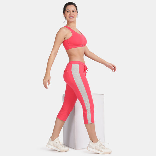 Envie Regular Fit 3/4th Length Contrast Capri - NVCP6006 (Rosebite Grey)