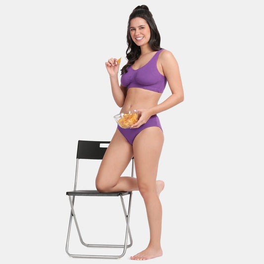 Envie Non-Padded Non-Wired Full Coverage Sleeping Bra - NVB1022 (Purple)