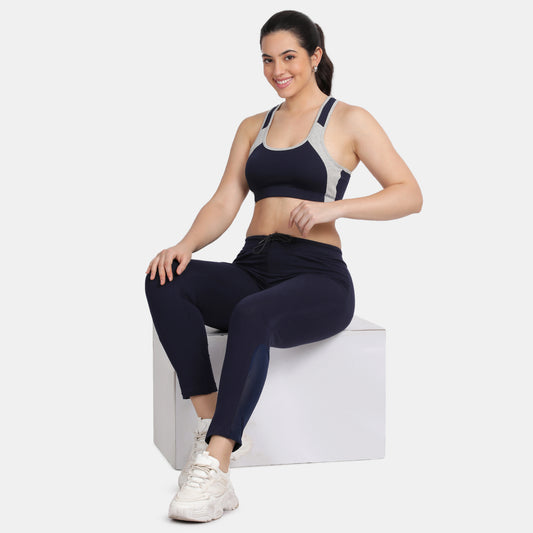 Envie Padded Non-Wired Full Coverage Sports Bra - NVB1051 (Navy Grey Melange)