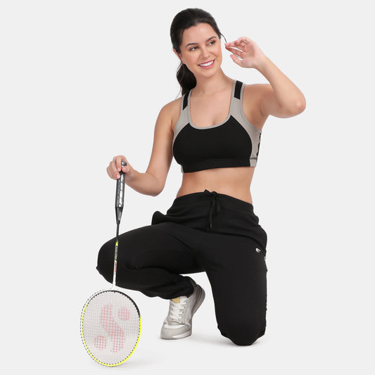 Envie Padded Non-Wired Full Coverage Sports Bra - NVB1051 (Black Grey Flannel)