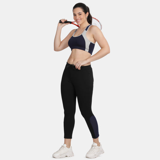 Envie Regular Fit Ankle Length Track Pant - NVTP8008 (Black Navy)