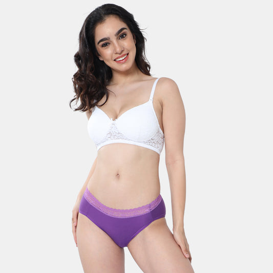 Envie Padded Non-Wired 3/4th Coverage T-Shirt Lace Bra - NVB1118 (White)