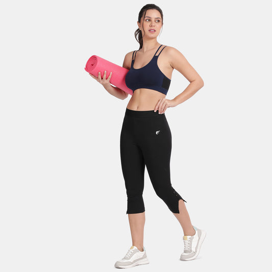 Envie Hugged Fit 3/4th Length Solid Capri - NVCP6001 (Black)