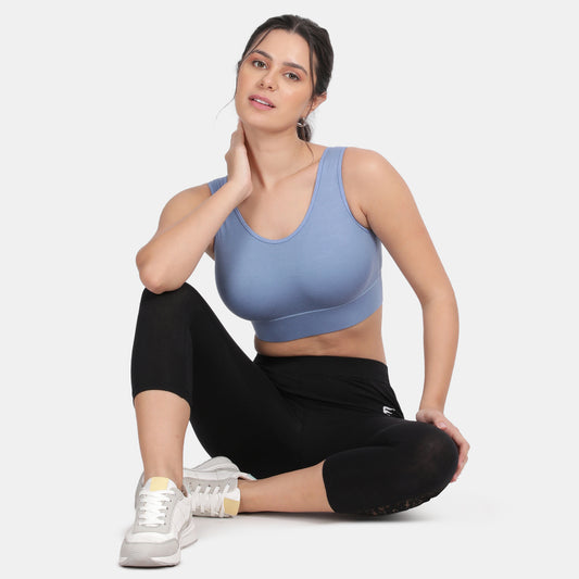 Envie Padded Non-Wired Full Coverage Sports Bra With Removable Padding - NVB1127 (Blue)