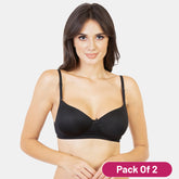 Envie Pack of 2 Padded Non-Wired 3/4th Coverage T-Shirt Bra - EVEBA001 (Black)