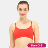 Envie Pack of 2 Girls Non-Padded Non-Wired Full Coverage Beginners Bra - EVEGBA005 (Coral Red)