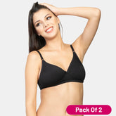 Envie Pack of 2 Non-Padded Non-Wired 3/4th Coverage Minimizer Bra - NVB1001 (Black)