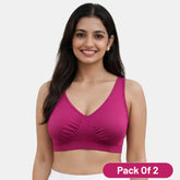 Envie Pack of 2 Non-Padded Non-Wired Full Coverage Sleeping Bra - NVB1022 (Dark Maroon)