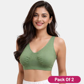 Envie Pack of 2 Non-Padded Non-Wired Full Coverage Sleeping Bra - NVB1022 (Fair Green)