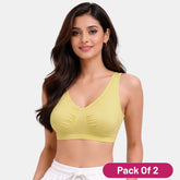 Envie Pack of 2 Non-Padded Non-Wired Full Coverage Sleeping Bra - NVB1022 (Yellow)