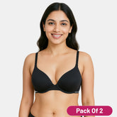 Envie Padded Wired 3/4th Coverage Demi Cup Bra (Pack of 2) - NVBDEMI (Black)