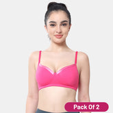 Envie Pack of 2 Padded Non-Wired 3/4th Coverage T-Shirt Bra - NVB1007 (Fusia)