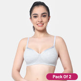Envie Pack of 2 Padded Non-Wired 3/4th Coverage T-Shirt Bra - NVB1007 (Grey Melange)