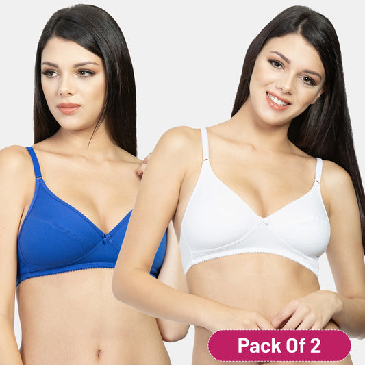 Envie Pack of 2 Non-Padded Non-Wired 3/4th Coverage Minimizer Bra - NVB1001 (White - Sapphire)
