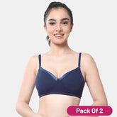 Envie Pack of 2 Padded Non-Wired 3/4th Coverage T-Shirt Bra - NVB1007 (Navy)