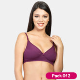 Envie Pack of 2 Non-Padded Non-Wired 3/4th Coverage Minimizer Bra - NVB1001 (Plum)