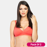 Envie Pack of 2 Non-Padded Non-Wired 3/4th Coverage Minimizer Bra - NVB1001 (Rosebite)
