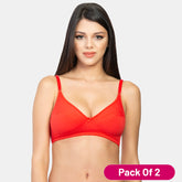 Envie Pack of 2 Non-Padded Non-Wired 3/4th Coverage Minimizer Bra - NVB1001 (True Red)