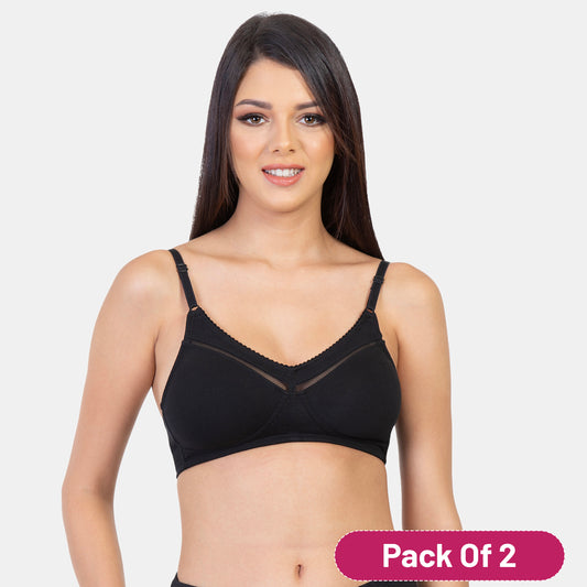 Envie Value+ Non-Padded Non-Wired Full Coverage Minimizer Bra - NVB1005 (Black)