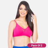 Envie Pack of 2 Non-Padded Non-Wired Full Coverage Minimizer Bra - NVB1005 (Pink)