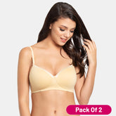 Envie Pack of 2 Padded Non-Wired 3/4th Coverage T-Shirt Bra - NVB1007 (Beige)