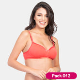 Envie Pack of 2 Padded Non-Wired 3/4th Coverage T-Shirt Bra - NVB1007 (Rosebite)