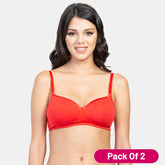 Envie Pack of 2 Padded Non-Wired 3/4th Coverage T-Shirt Bra - NVB1007 (True Red)