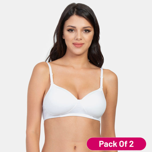 Envie Value+ Padded Non-Wired 3/4th Coverage T-Shirt Bra - NVB1007 (White)